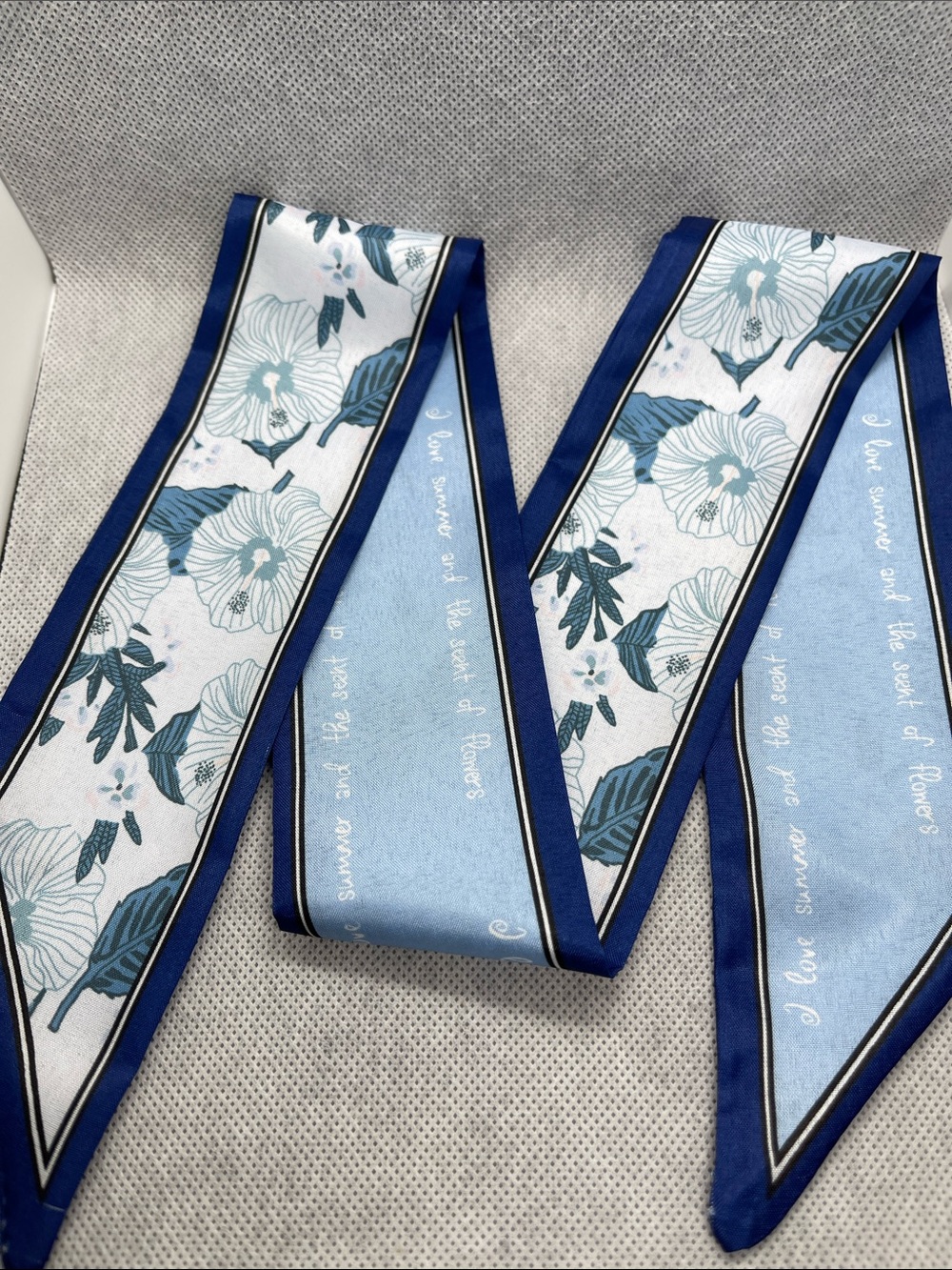 Blue & White Floral Scarf Tie